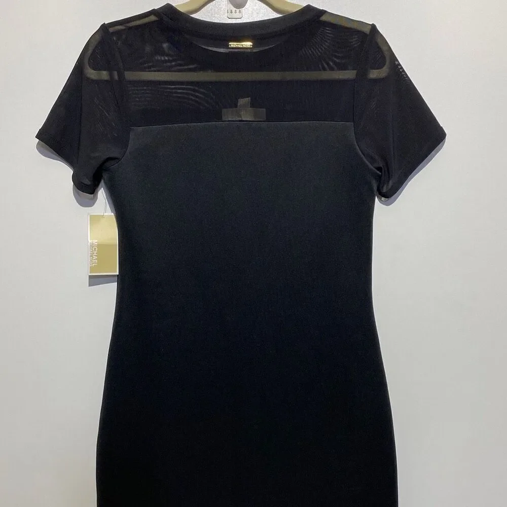Michael Michael Kors Women's Mesh‎ Short Sleeve Sheath Dress Black Size XS NWT